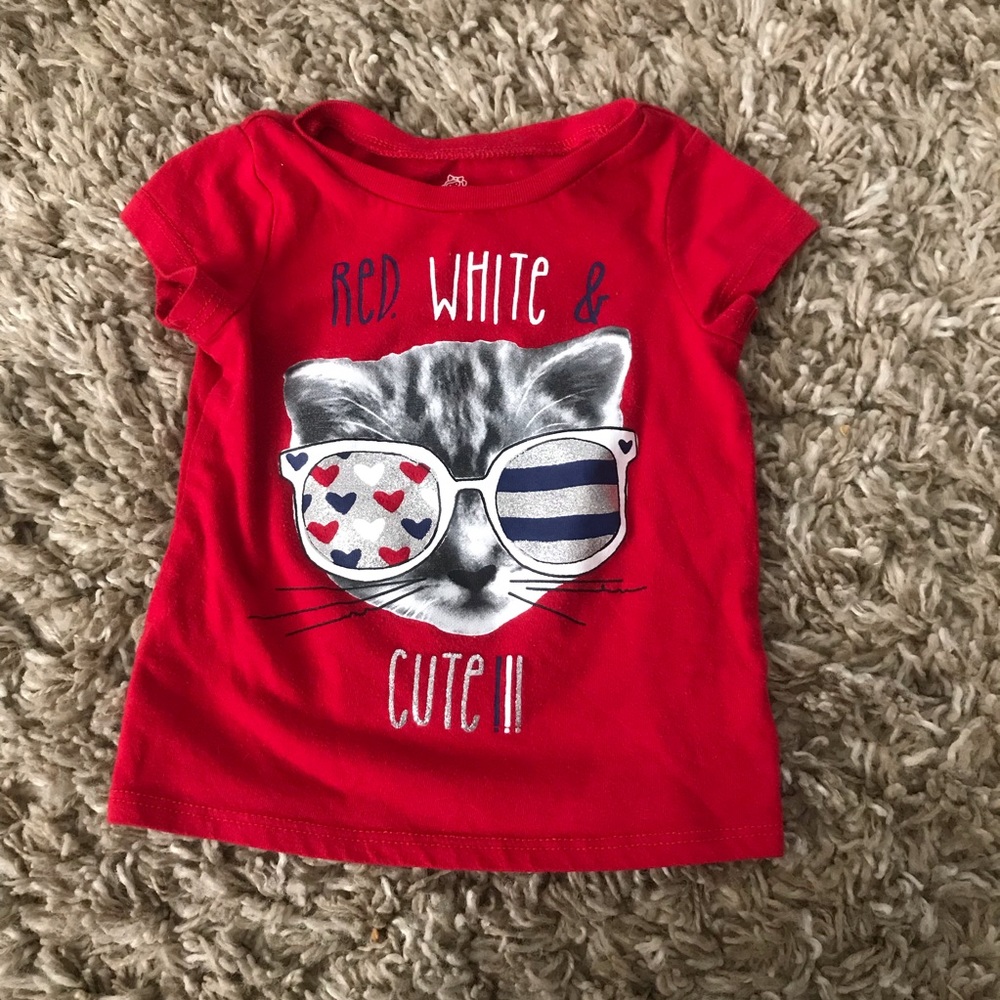 3/$9 Okie Dokie Baby Girls 18M Cat Shirt
